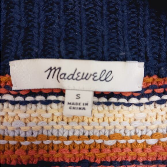 Madewell SZ S Arden V-Neck Crop Striped Pullover Sweater In Stripe - Picture 4 of 7